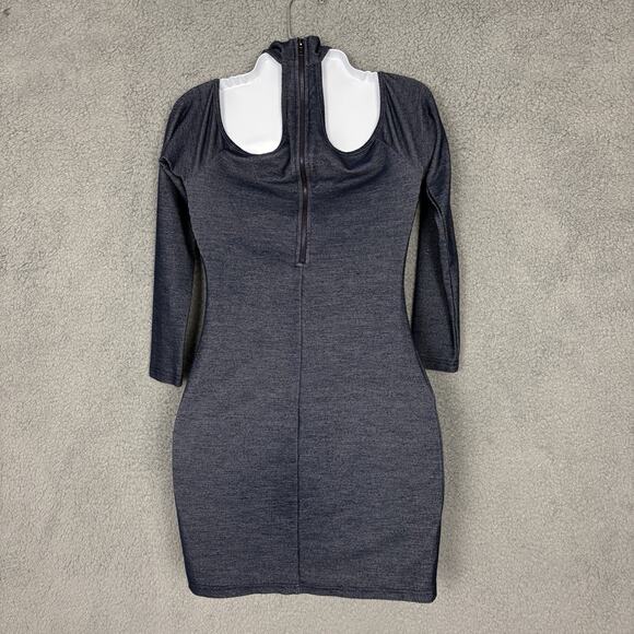 Sweet Pot Women Form Fitting Dress Choker Neckline Detail Bodycon sz 8 Chambray - Picture 3 of 13